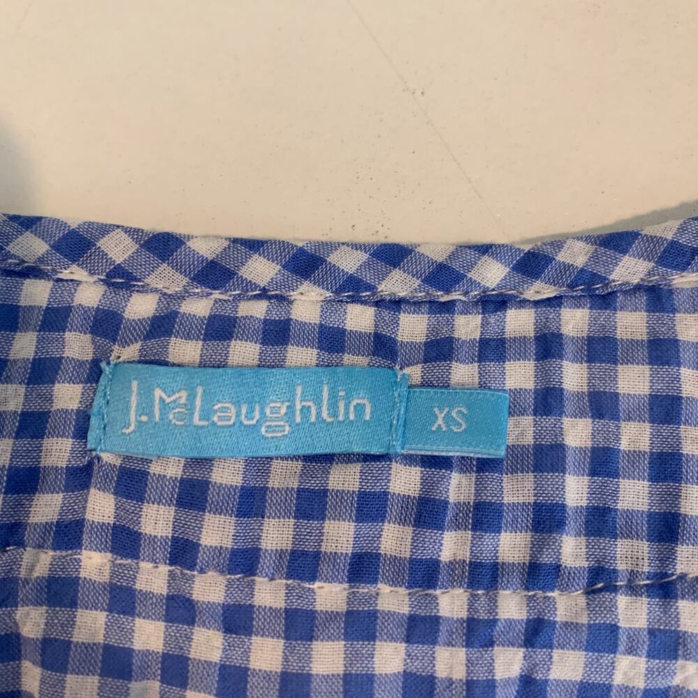 J McLaughlin Dress Womens XS Extra Small Blue White Gingham Embroidered Shift - Picture 8 of 11